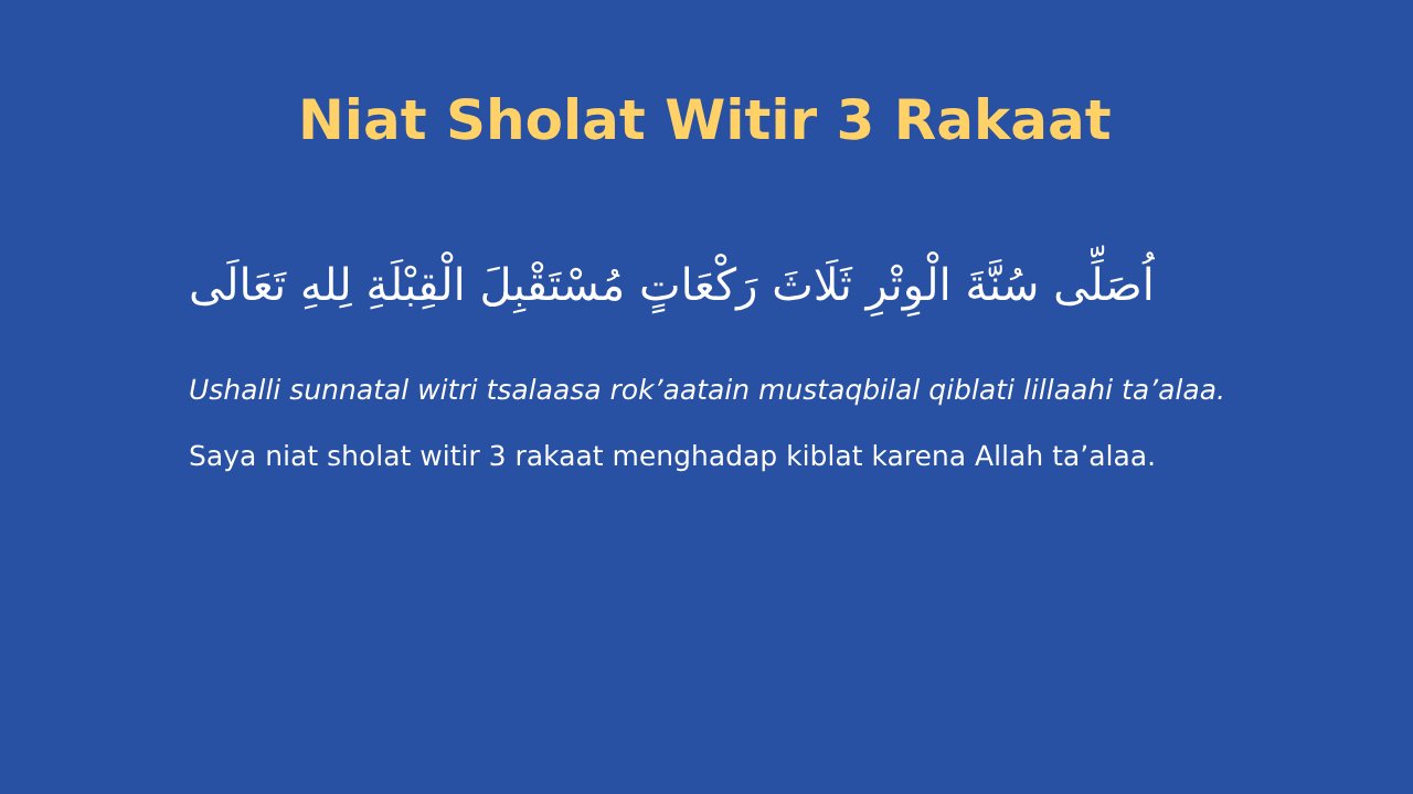 Niat Sholat Witir