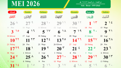 Kalender bulan Mei 2026 Penuh Long Weekend, Ini Rincian Libur Nasional dan Cuti Bersama