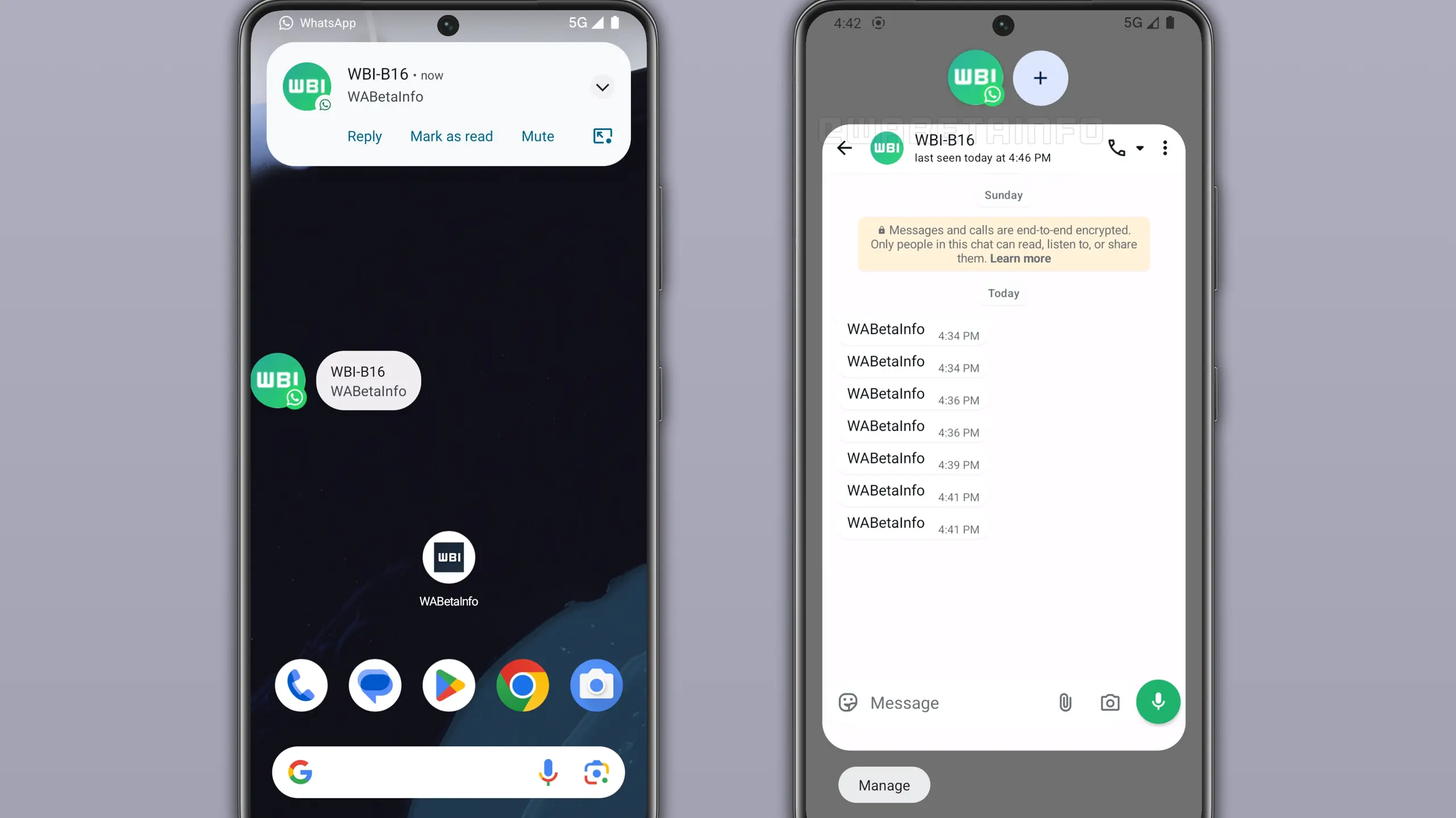Notification Bubbles di WhatsApp Android