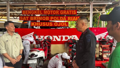 Satbrimob Riau Resmikan Bengkel Gratis untuk Ojol di Sukajadi Pekanbaru