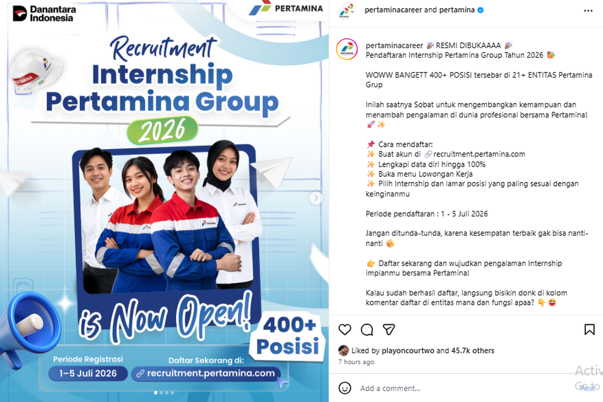 Recruitment Pertamina 2026